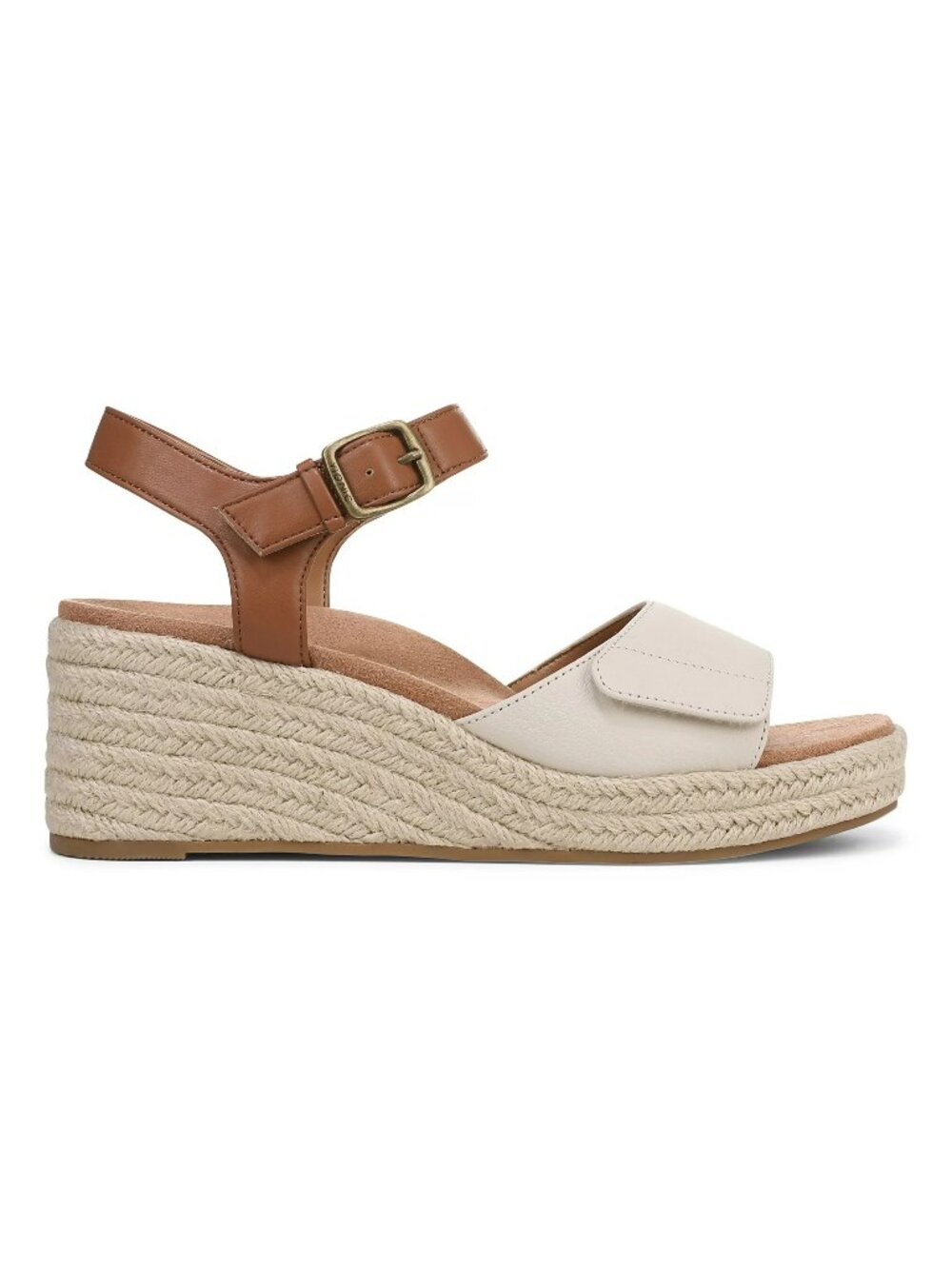 Vionic Sable Adjustable Strap Wedge Sandals Tan & Cream Size 7.5 Cushioned Footb